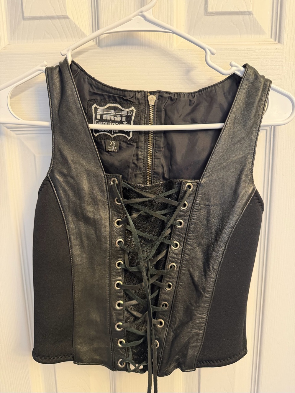 Black Strapless Lace-Up Faux Leather Corset Top